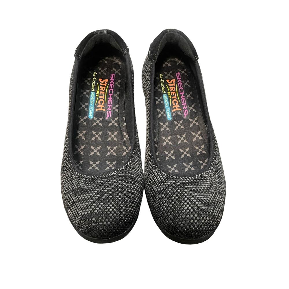 Skechers Gray Wedge Shoes with Breathable Knit Upper